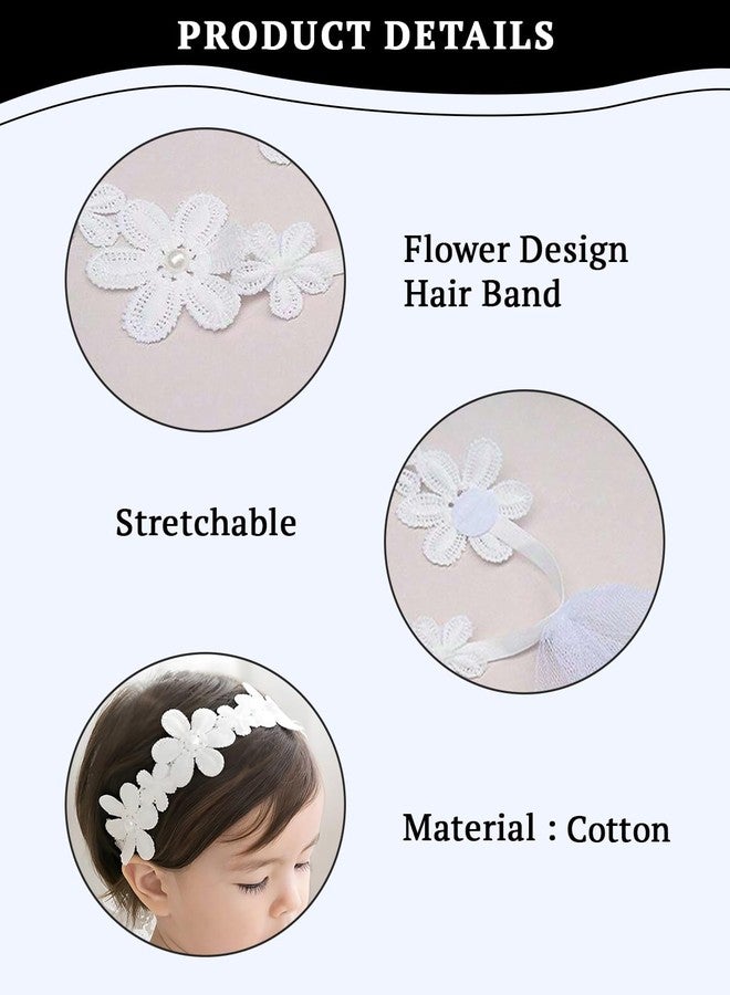 SYGA Baby Girl's Flower Headband Soft & Stretchable Fabric Hairband for Infants, Toddlers, Little Princesses (0-3 Years White) - Image 4