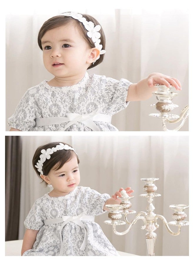 SYGA Baby Girl's Flower Headband Soft & Stretchable Fabric Hairband for Infants, Toddlers, Little Princesses (0-3 Years White) - Image 3