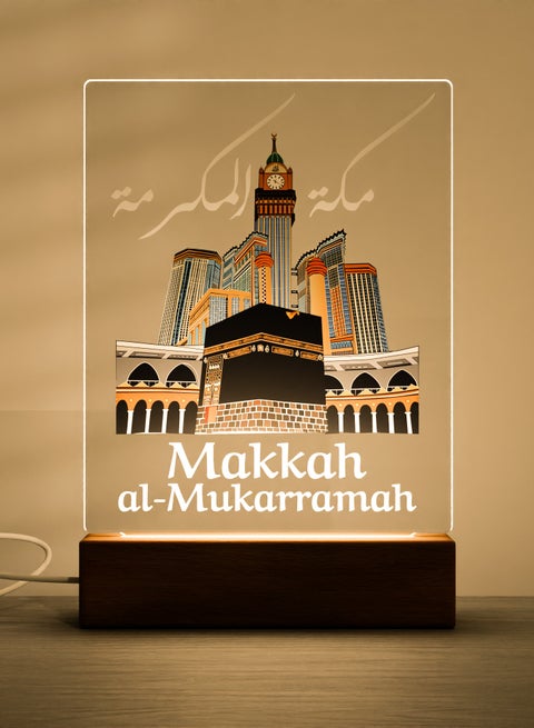 LED Acrylic Night Light, Kaaba and Clock Tower, suitable for Ramadan and Islamic celebrations, home decoration, cafe decoration, night lighting