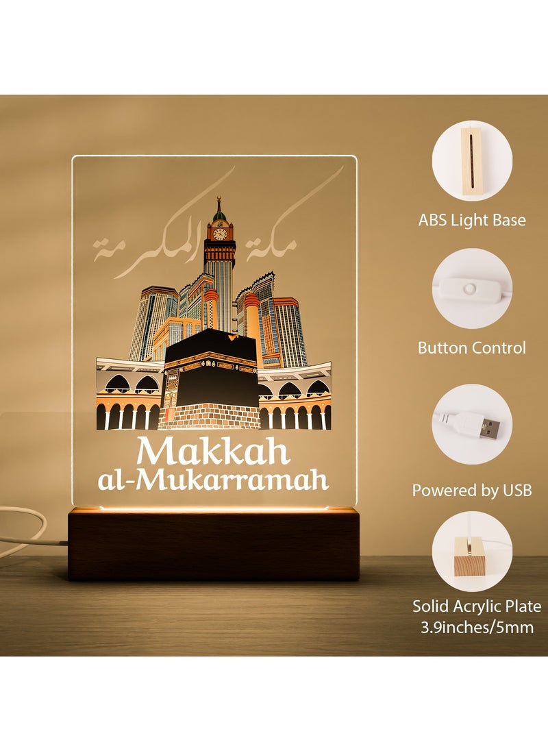 GALADUNE LED Acrylic Night Light, Kaaba and Clock Tower, suitable for Ramadan and Islamic celebrations, home decoration, cafe decoration, night lighting  - Image 3