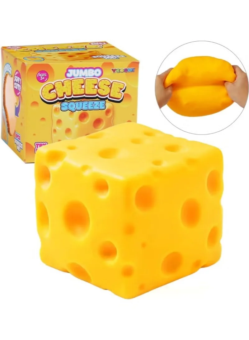 Jumbo Cheese Squishy Toy, Giant Slow Rising Cheese Squishy for Kids & Adults, Soft Sensory Squeeze Fidget Toy for Stress Relief, Funny Office Desk Toy & Novelty Gift