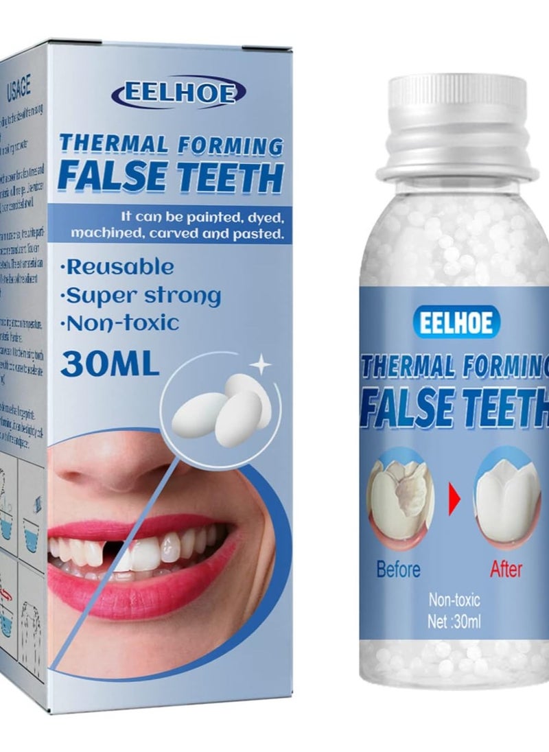 EELHOE - Thermal Forming False Teeth,Temporary Tooth Repair Beads Reusable Teeth Filling Replacement for Chipped Teeth,Thermal Beads for Missing & Broken Tooth Fake Teeth Non Toxic Tooth Repair Kit 30ml - Image 1