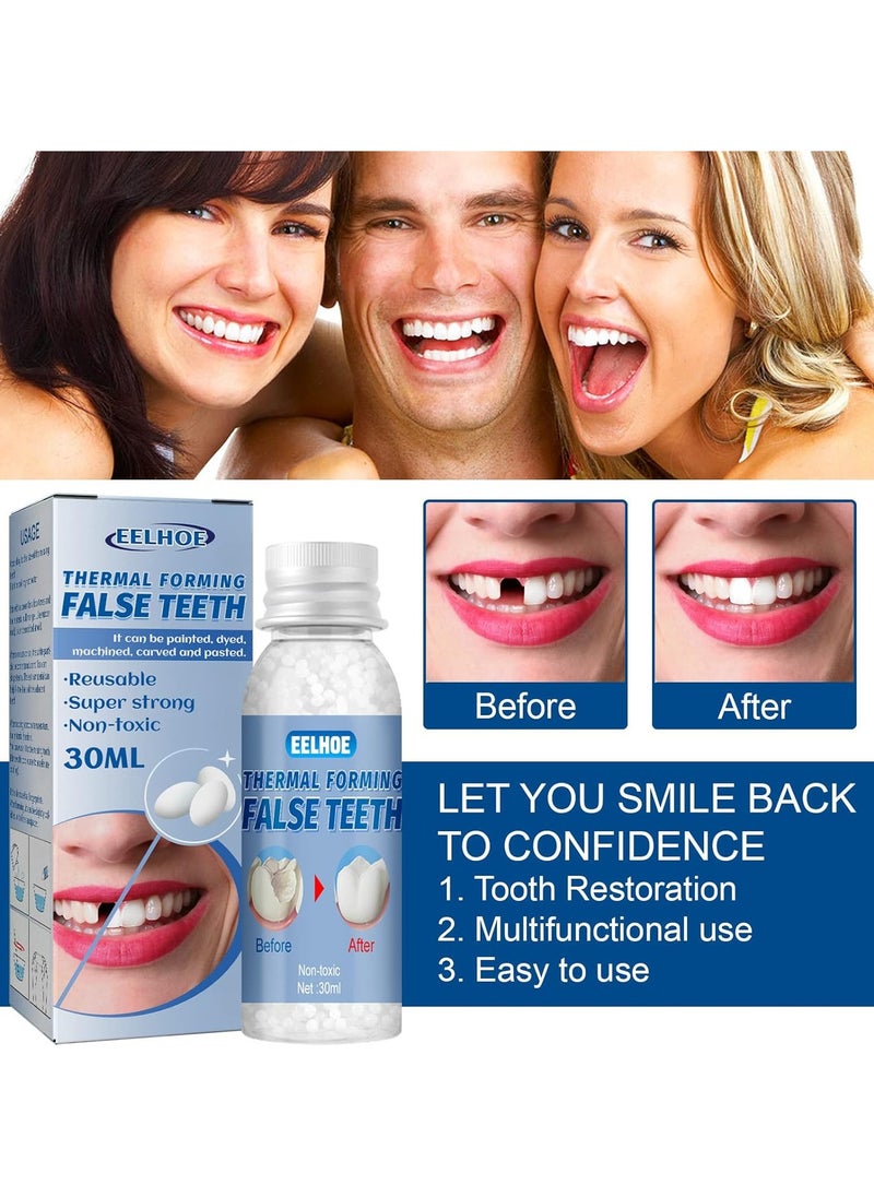 EELHOE - Thermal Forming False Teeth,Temporary Tooth Repair Beads Reusable Teeth Filling Replacement for Chipped Teeth,Thermal Beads for Missing & Broken Tooth Fake Teeth Non Toxic Tooth Repair Kit 30ml - Image 1