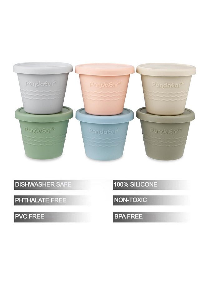PandaEar PandaEar 6 Pack Silicone Baby Food Storage Containers, 4 oz Small Food Containers with Lids, Reusable Baby Snack Containers for Kids Toddler, Homemade Baby Food Freezer Storage, Freezer Safe  - Image 2