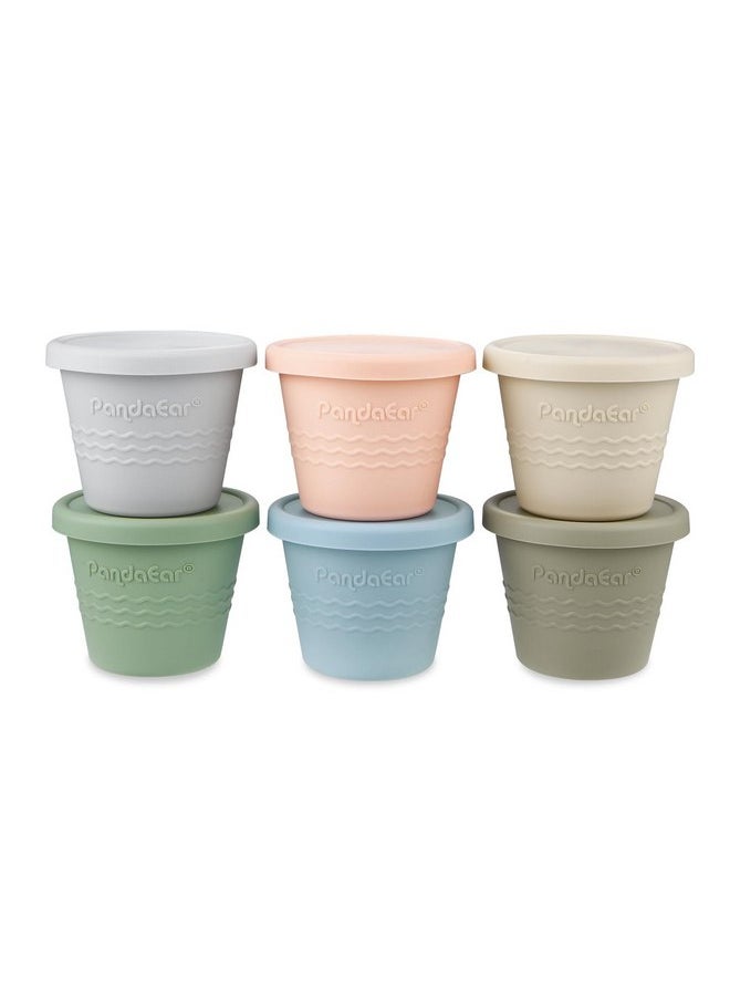 PandaEar PandaEar 6 Pack Silicone Baby Food Storage Containers, 4 oz Small Food Containers with Lids, Reusable Baby Snack Containers for Kids Toddler, Homemade Baby Food Freezer Storage, Freezer Safe  - Image 1