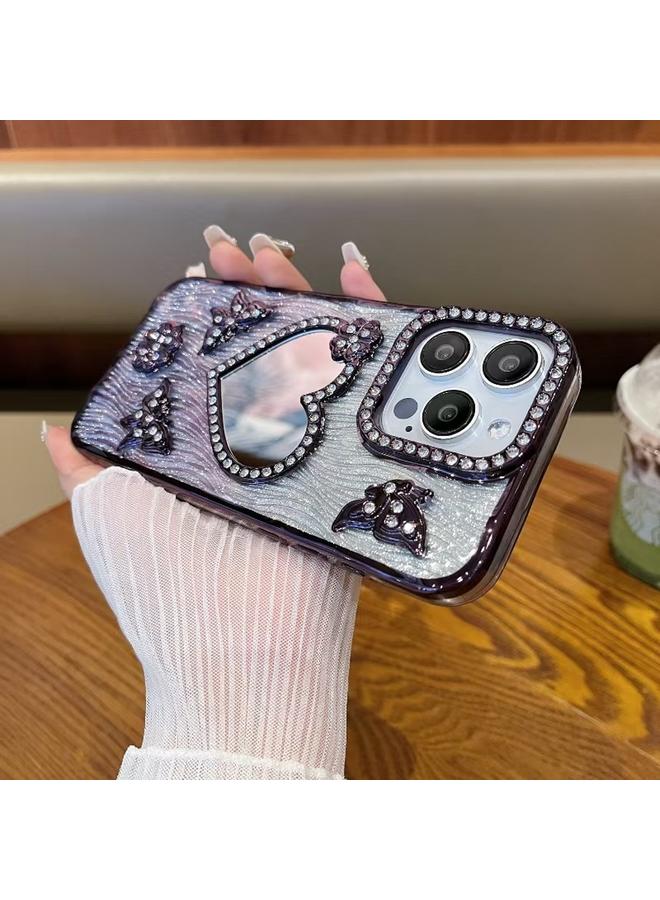 erorex Case For iPhone 13 Pro Heart-shaped Mirror Diamond Glitter Phone Case - Image 1