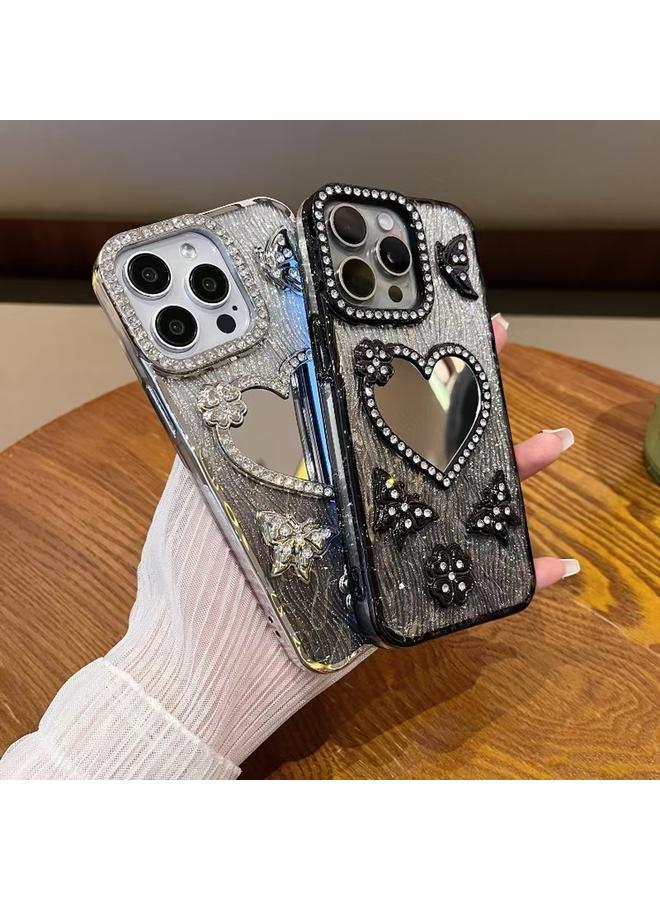 erorex Case For iPhone 13 Pro Heart-shaped Mirror Diamond Glitter Phone Case - Image 4