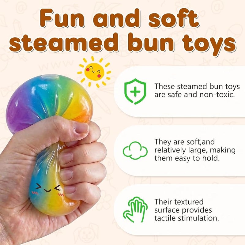 hepanio Glitter Dumpling Squishy,Dumpling Squishies,Glitter Dumpling Mystery Box,Colorful Dumpling Stress Balls Fidget,Jumbo Squishy Toy with Steamer Box Suitable for Adult use in Offices (Rainbow Colors) - Image 5
