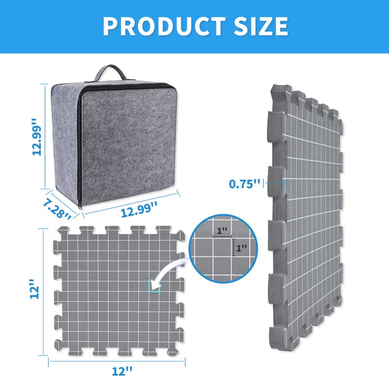 Yrangee Blocking Mats for Knitting & Crochet Project,Extra Thick Blocking Boards with Grids for Needlepoint or Crochet,9 Pack Knitting Mats with 150 T-Pins and Storage Bag - Image 3