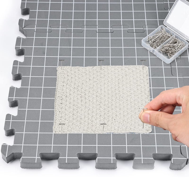 Yrangee Blocking Mats for Knitting & Crochet Project,Extra Thick Blocking Boards with Grids for Needlepoint or Crochet,9 Pack Knitting Mats with 150 T-Pins and Storage Bag - Image 5