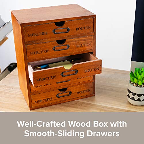 Primo Supply Vintage 5-Drawer Wooden Desk Organizer - Craft Storage Drawers - Rustic Shelf Drawer - Ideal Home Office Organizers and Accessories - Embroidery Floss - Apothecary Cabinet, Art Storage I Stackable - Image 5