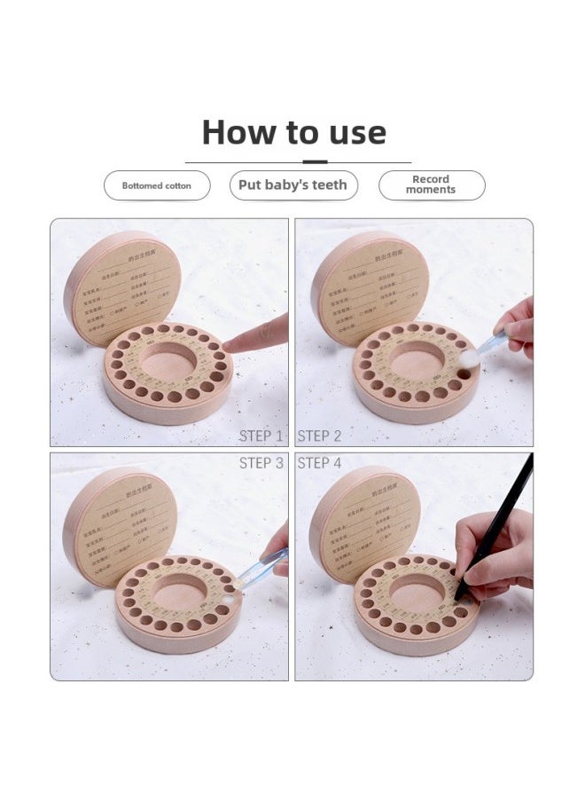 Generic Beech Baby's Teeth Commemorative Box Girl's Boy's Teeth Storage Box Looking Up At The Stars Collection Box Children's Teeth Replacement-Color:Milk Teeth Box-time Bear  - Image 5