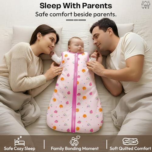 StarAndDaisy Baby Swaddles for Newborns, 100% Cotton Baby Swaddle Wrap for Newborns Arms Up Baby Sleeping Blanket Zipping Baby Sleeping Bag Newborn Sleep Sacks for 0-6 Months(Pink-Strawberry) - Image 4