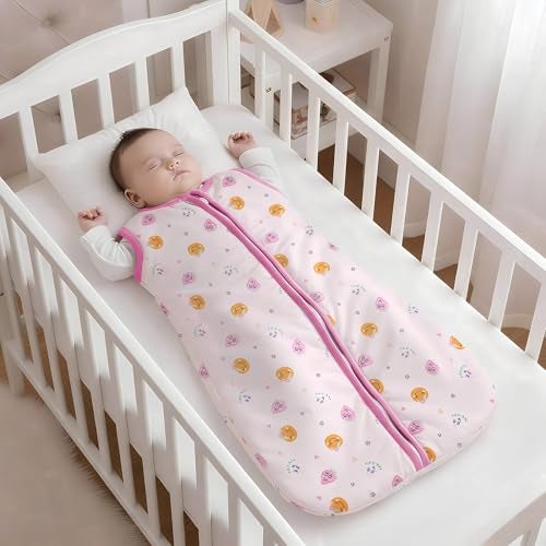 StarAndDaisy Baby Swaddles for Newborns, 100% Cotton Baby Swaddle Wrap for Newborns Arms Up Baby Sleeping Blanket Zipping Baby Sleeping Bag Newborn Sleep Sacks for 0-6 Months(Pink-Strawberry) - Image 1