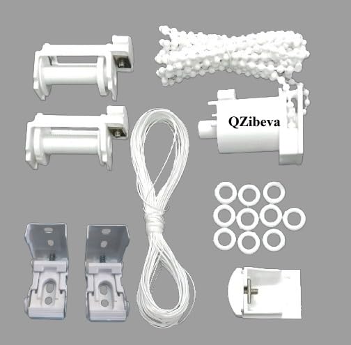QZIBEVA 1 Set Roman Blind Component Includes 2 White Brackets1 Control Unit with Beaded Chain 2 Drums1 End Cap10 Pcs Roman Rings Polyester Cord 8 Meter Code_SXZ8 - Image 1