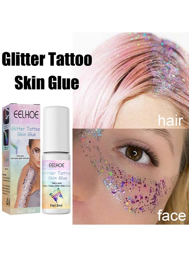 EELHOE Glitter Tattoo Skin Glue - Cosmetic glitter glue, Face chunky glitter glue adhesive body cosmetic makeup (8ml) - Image 1
