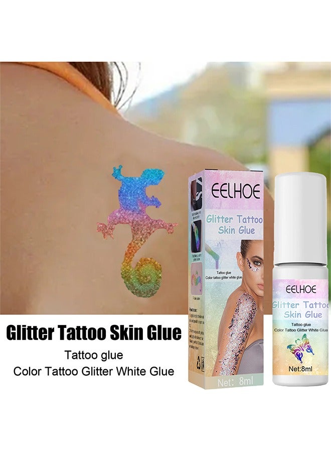 EELHOE Glitter Tattoo Skin Glue - Cosmetic glitter glue, Face chunky glitter glue adhesive body cosmetic makeup (8ml) - Image 2