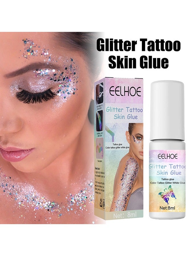 EELHOE Glitter Tattoo Skin Glue - Cosmetic glitter glue, Face chunky glitter glue adhesive body cosmetic makeup (8ml) - Image 4