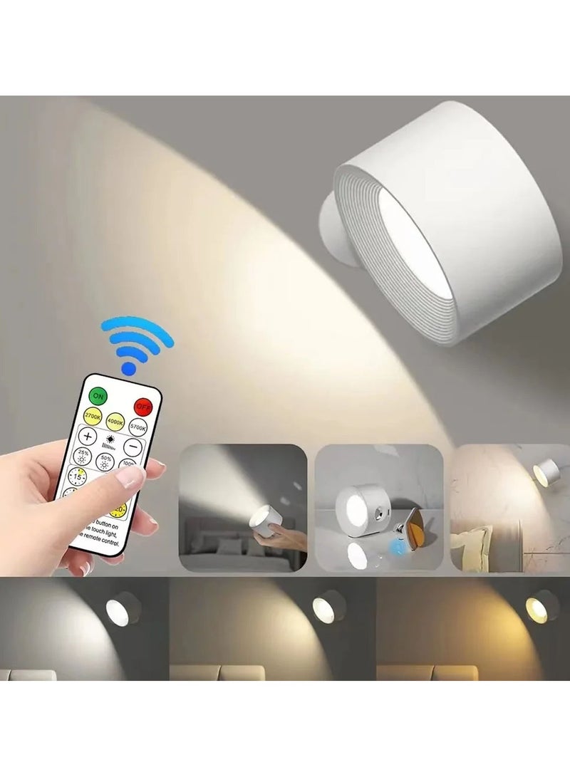 LED Sconces, LED Reading Lights, Wall Mounted Sconces with 3 Color Temperatures & 3 Brightness Levels, Rechargeable Battery USB Port , Magnetic Ball 360°Rotation Remote &Touch Control, Cordless Lights for Reading Bedside, White  - Image 1