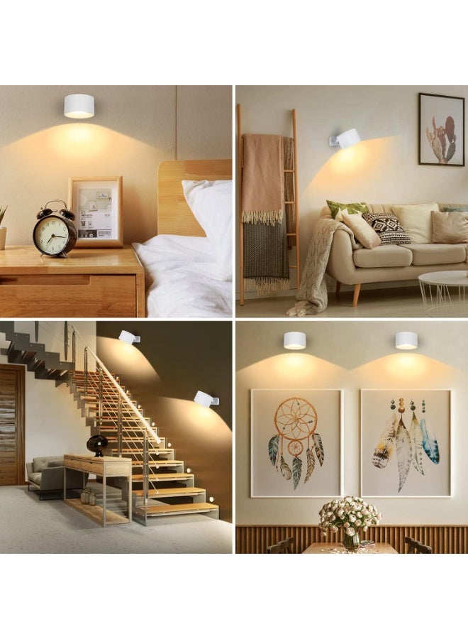 LED Sconces, LED Reading Lights, Wall Mounted Sconces with 3 Color Temperatures & 3 Brightness Levels, Rechargeable Battery USB Port , Magnetic Ball 360°Rotation Remote &Touch Control, Cordless Lights for Reading Bedside, White  - Image 5