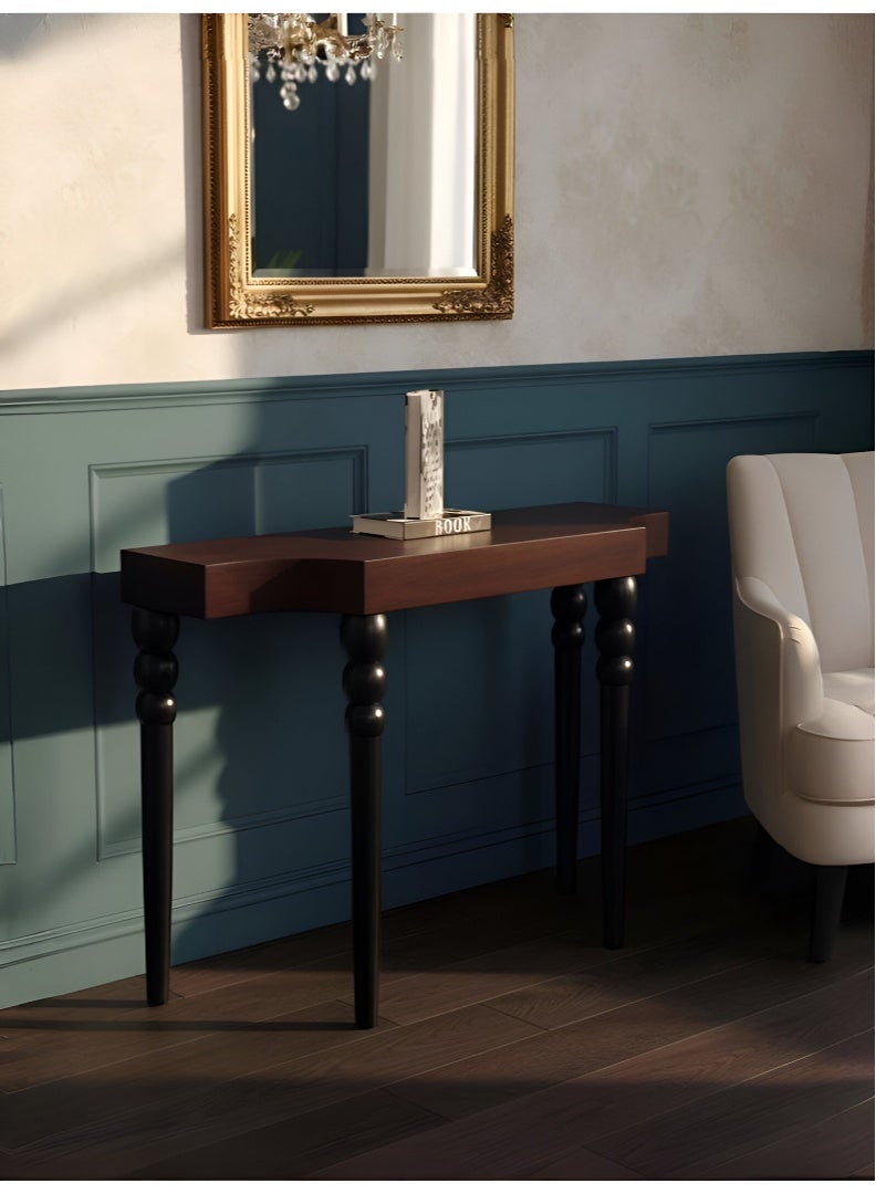 يونيكسار طاولة كونسول فاخرة بقشرة الجوز، طاولة مدخل 130 سم بأرجل من الخشب السويدي المصمت، - Image 3