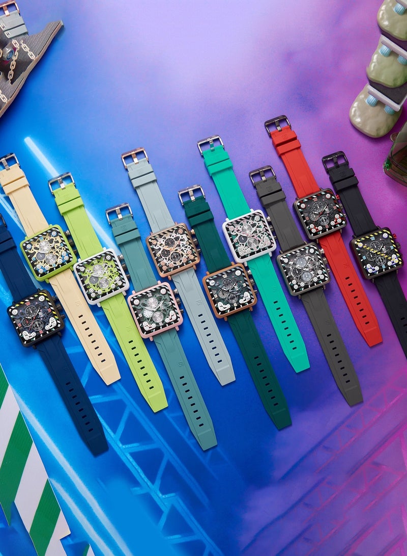 T5 Men's Chronograph Square Dial Silicone Strap Watch - Image 5