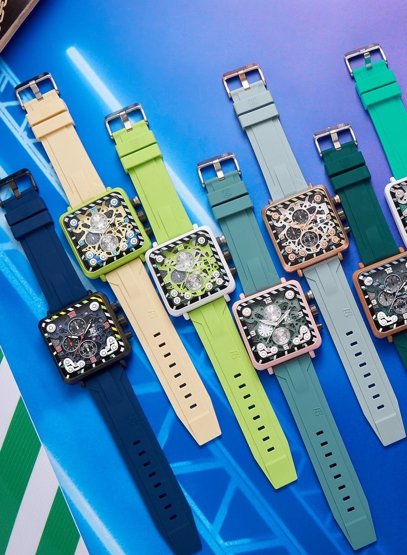 T5 Men's Chronograph Square Dial Silicone Strap Watch - Image 4