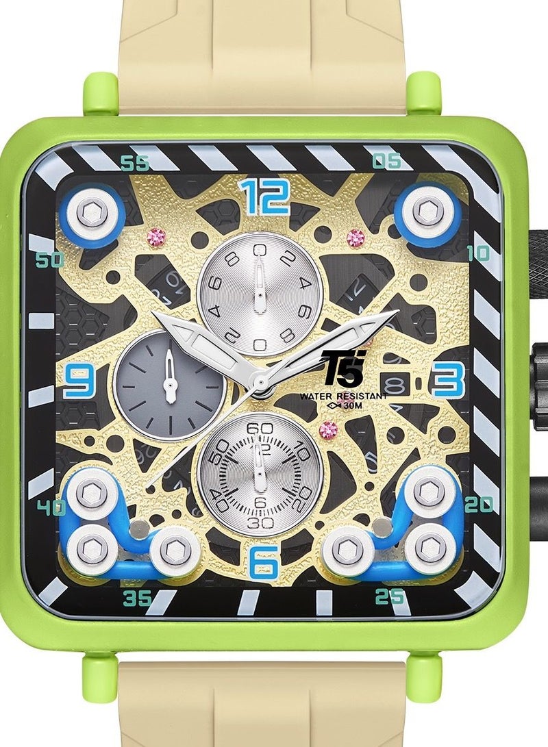 T5 Men's Chronograph Square Dial Silicone Strap Watch - Image 3