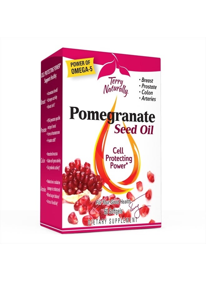 Terry Naturally Pomegranate Seed Oil - 60 Softgels - Antioxidant Support Supplement with Omega-5, Promotes Breast & Prostate Health - Non-GMO, Gluten-Free - 60 Servings - Image 1