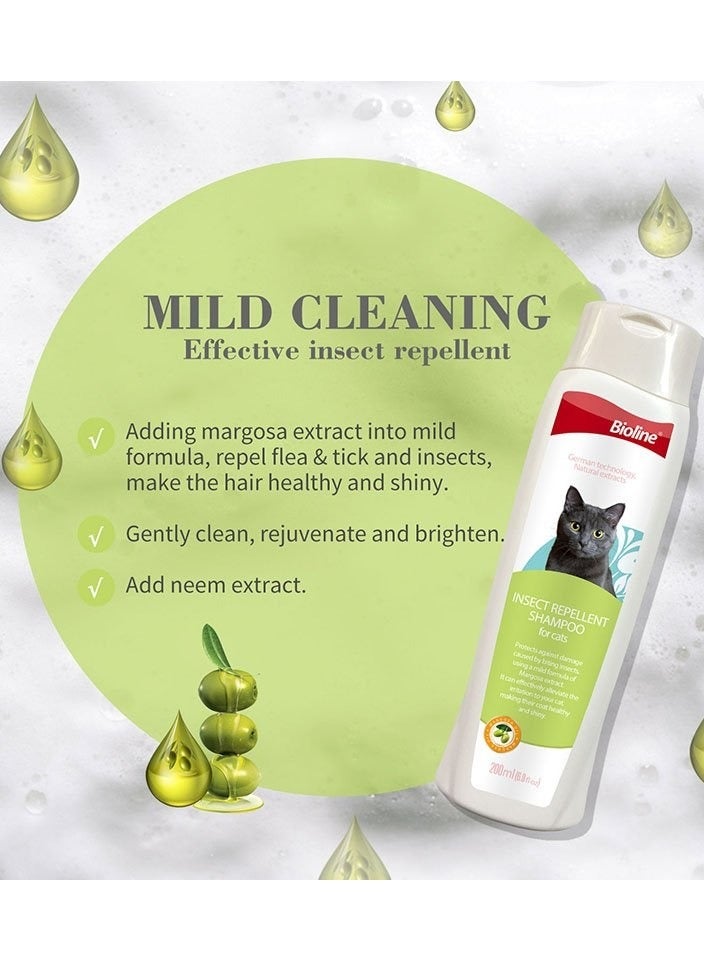 Bioline Insect Repellant Shampoo For Cats  Relief From Itching Lice And Mites 2X200ml - Image 2