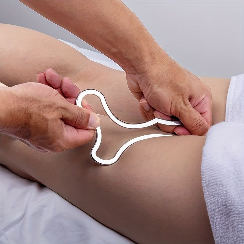 أداة تدليك غوا شا من الفولاذ المقاوم للصدأ (قطعة واحدة) للانتفاخ، بشرة مشرقة، واستخدام العضلات الليفية. - Image 3