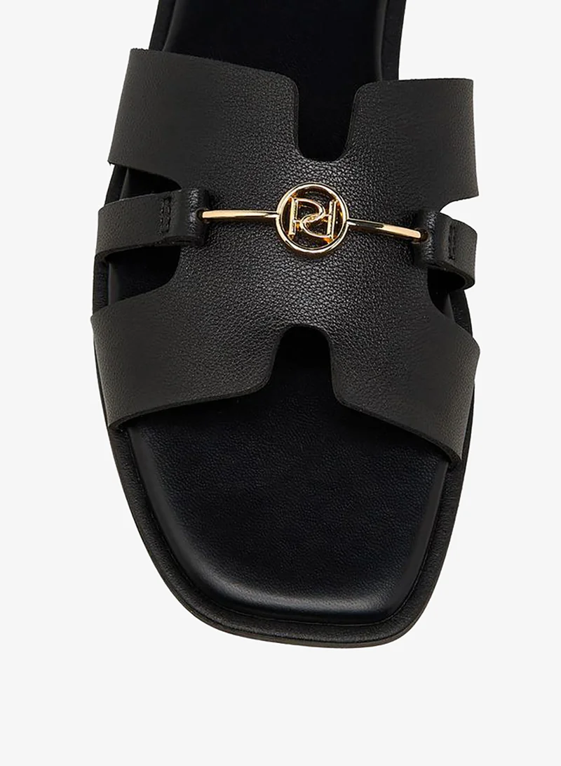 Paprika BLACK Women Metal Accent Flat Sandals for Women | Best Price UAE