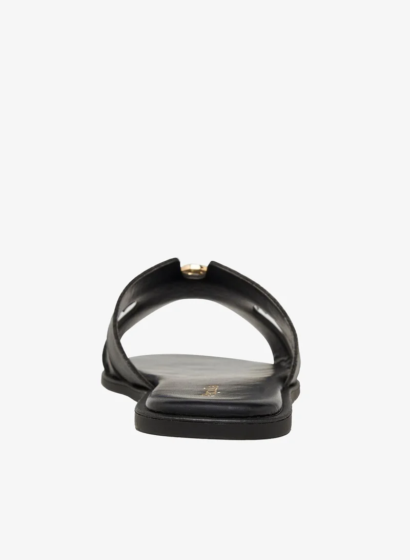 Paprika BLACK Women Metal Accent Flat Sandals for Women | Best Price UAE