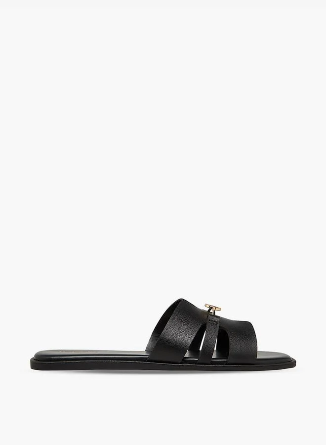Paprika BLACK Women Metal Accent Flat Sandals for Women | Best Price UAE