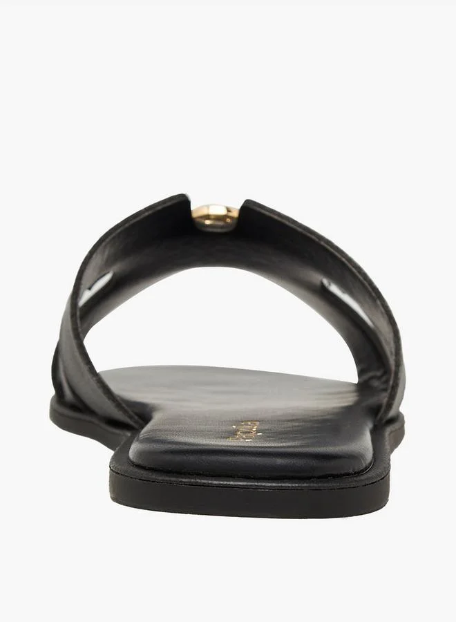 Paprika BLACK Women Metal Accent Flat Sandals for Women | Best Price UAE