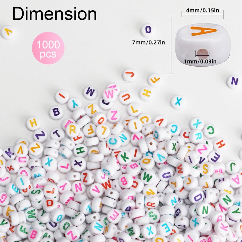 Sutoug 1000Pcs Letter Beads For Threading  4 X 7 Mm Acrylic Round Alphabet Beads For Jewellery Diy Making Crafts Bracelets Necklaces Ornaments-White - Image 2