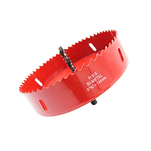 Laiwei Hole Saw Drill Bit LAIWEI HSS Hole Cutter with Arbor for Wood,PVC Board and Plasterboard(5-3/4"(145mm Hole Saw)) - Image 1