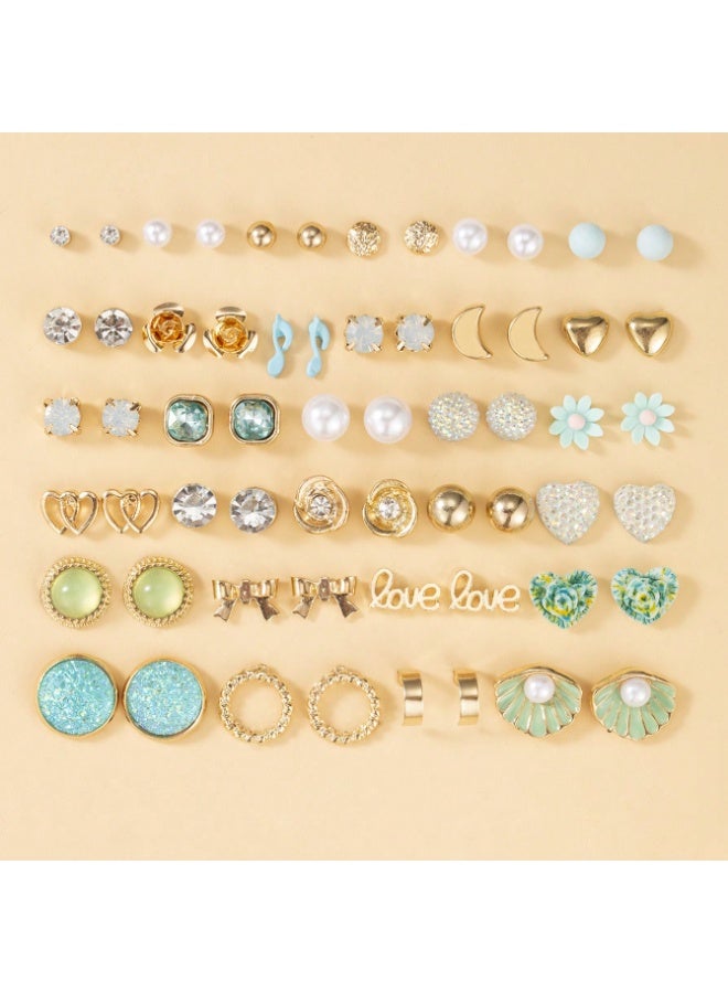 Lavida Fashion 30 Pairs Earrings Combo Set Latest Stylish Crystal Pearl Earrings for Women and Girls