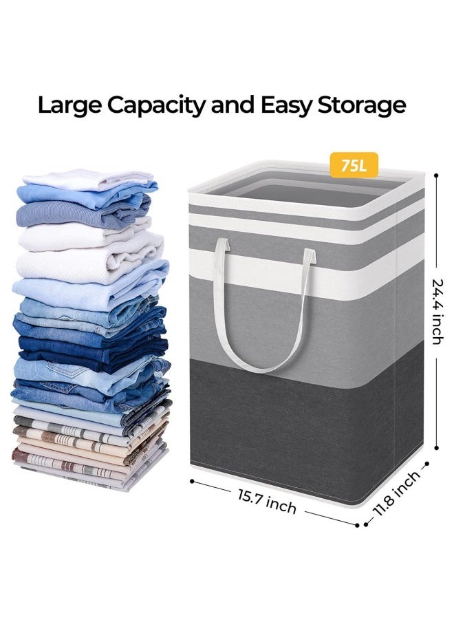 WAOKN Large Capacity Waterproof Laundry Basket, 72L Foldable Large Laundry Basket, Freestanding Clothes Storage Laundry Basket Bag Organizer, Toy Dirty Clothes Bedroom Basket  - Image 4