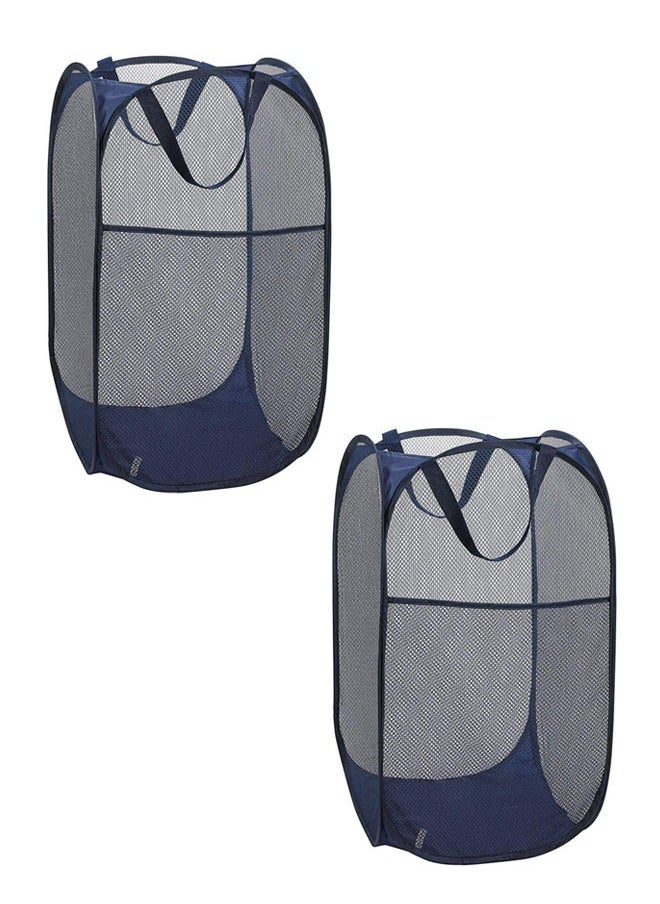 HAWAWA - 2pcs Mesh Pop-up Laundry Hamper, Collapsible Laundry Basket with Durable Handles&Side Pocket High Carbon Steel Frame, Foldable Pop-Up Laundry Bags for Home College Dorm or Travel Storage( Blue) - Image 1