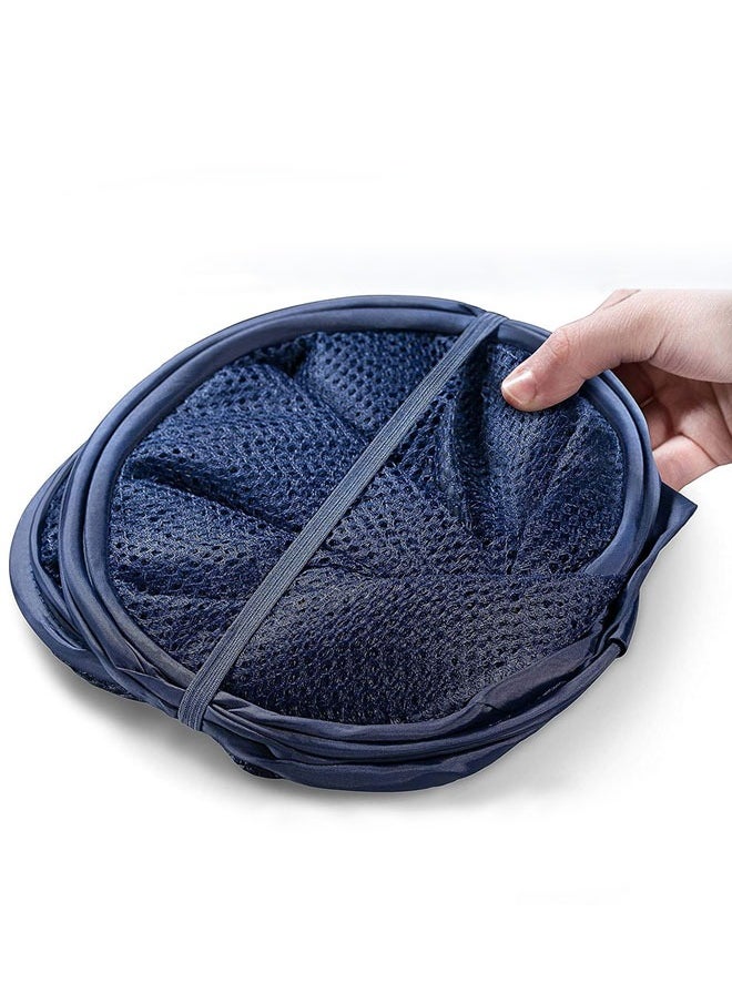 HAWAWA - 2pcs Mesh Pop-up Laundry Hamper, Collapsible Laundry Basket with Durable Handles&Side Pocket High Carbon Steel Frame, Foldable Pop-Up Laundry Bags for Home College Dorm or Travel Storage( Blue) - Image 1