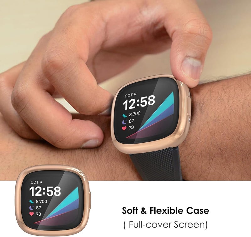 Simpeak 5Pack Screen Protector Compatible with Fitbit Sense 2Versa 4 Smartwatch Soft TPU Plated Bumper Case Full Protection Protective Screen Cover Compatible with Sense 2Versa 4 Smart Watch - Image 4