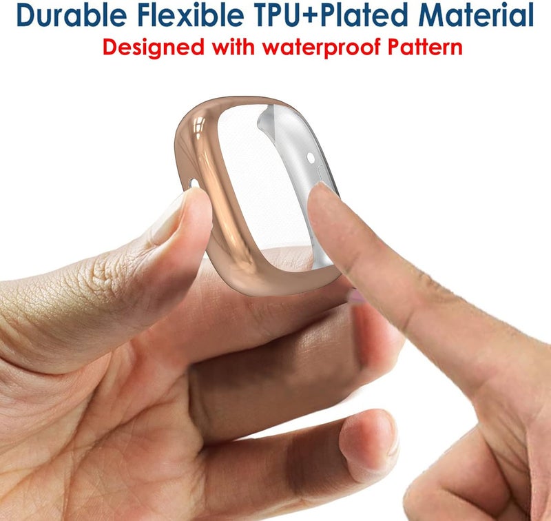 Simpeak 5Pack Screen Protector Compatible with Fitbit Sense 2Versa 4 Smartwatch Soft TPU Plated Bumper Case Full Protection Protective Screen Cover Compatible with Sense 2Versa 4 Smart Watch - Image 3