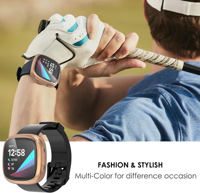 Simpeak 5Pack Screen Protector Compatible with Fitbit Sense 2Versa 4 Smartwatch Soft TPU Plated Bumper Case Full Protection Protective Screen Cover Compatible with Sense 2Versa 4 Smart Watch - Image 5