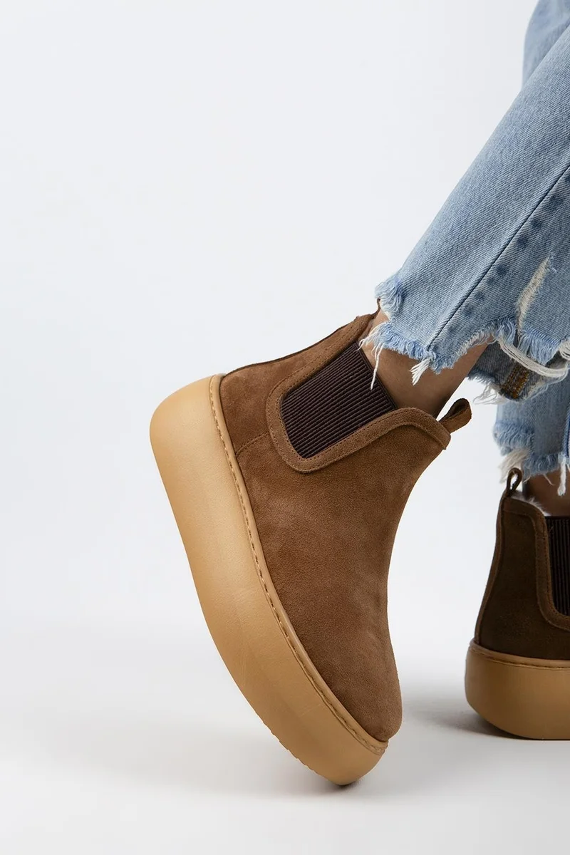 Manijero Manijero Ove Women's Genuine Leather Elasticated Fur-Lined Tan Boots