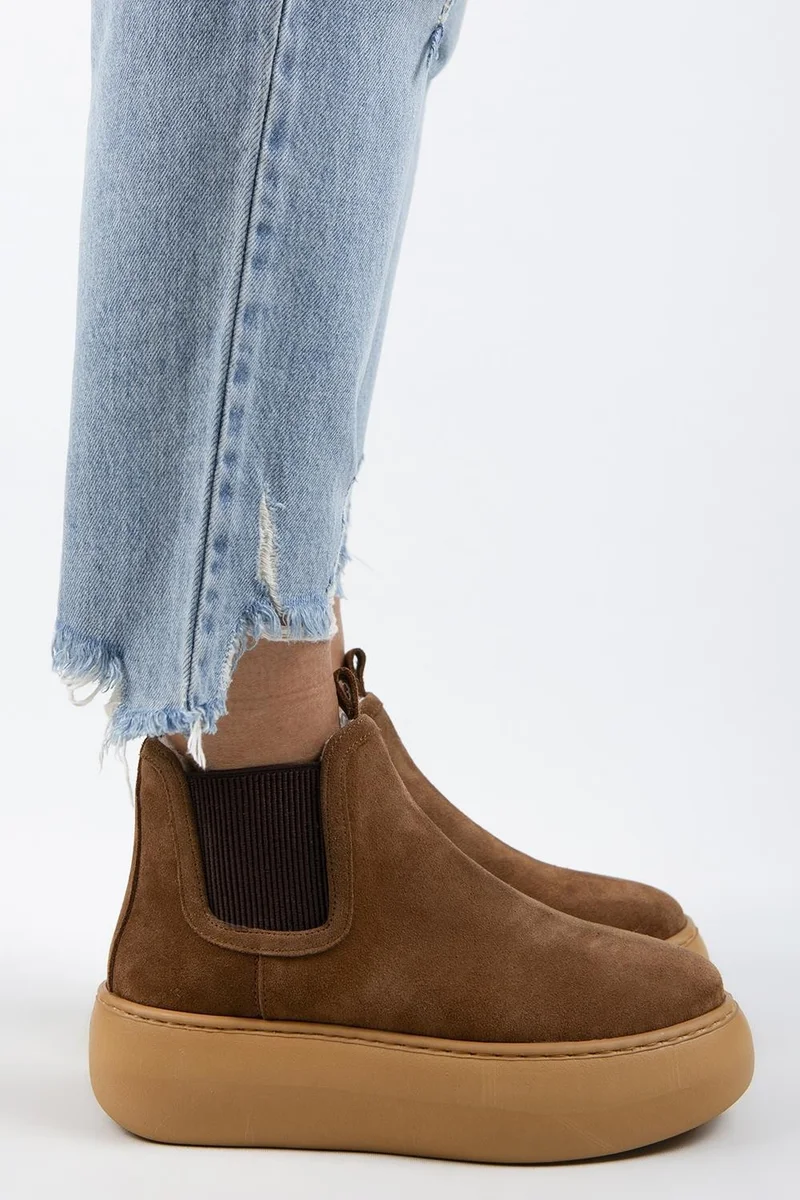 Manijero Manijero Ove Women's Genuine Leather Elasticated Fur-Lined Tan Boots