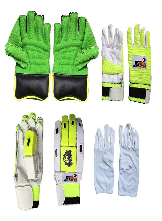 JetFire Ibex Regular Wicket Keeping Gloves & Match Batting Gloves with Inner Gloves Combos - Image 1
