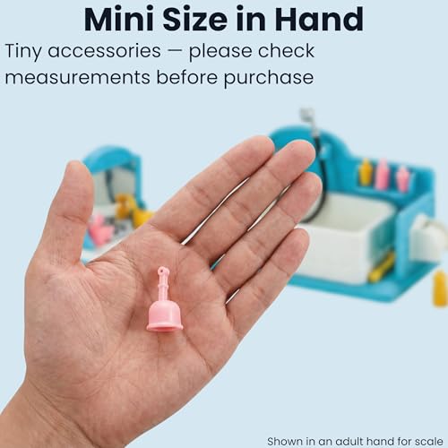 OLEOCA Family Dollhouse Bathroom Set Bathtub with Hand Shower Sink with Mirror Toilet Soap Toothbrush Toilet Paper Roll Dollhouse Furniture Accessories for Ages 3 - Image 5