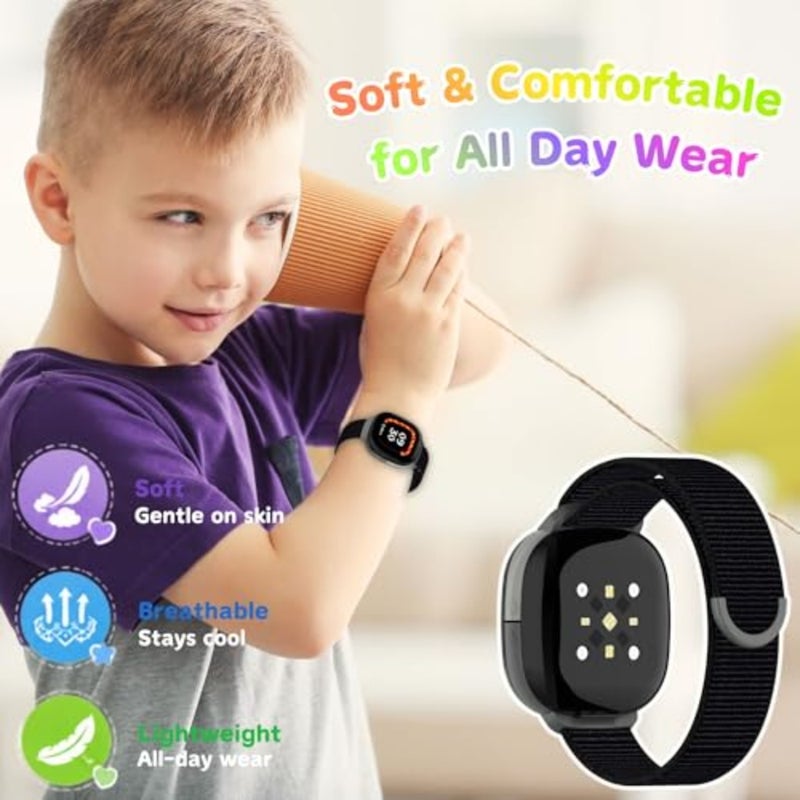 3-Pack Nylon Straps Compatible for Google Fitbit Ace LTE 2024 Bands for,Adjustable Hook and Loop Replacement Wristbands for Boys Gilrs - Image 5
