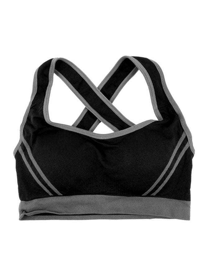 أوتاد حمالة صدر رياضية بقصّة ضيقة وتصميم متقاطع من الظهر أسود - Image 1